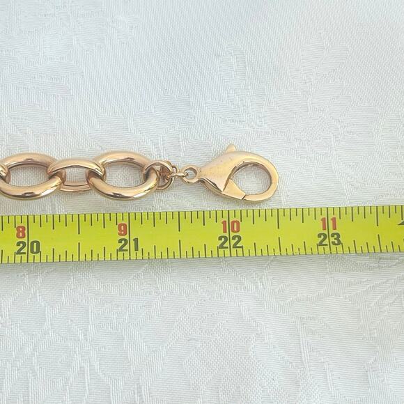 MILOR ITALY BRONZE Large Graduated Circle Link Necklace Signed Gold Tone - Picture 6 of 8